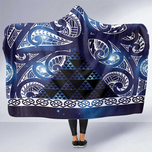 Matariki New Zealand Hooded Blanket NZ Niho Taniwha Maori New Year Blue Galaxy