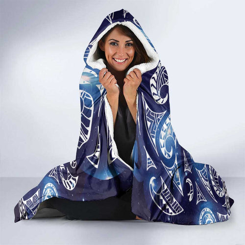 Matariki New Zealand Hooded Blanket NZ Niho Taniwha Maori New Year Blue Galaxy