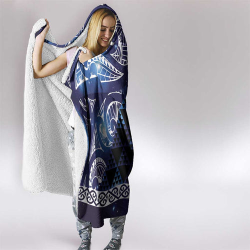 Matariki New Zealand Hooded Blanket NZ Niho Taniwha Maori New Year Blue Galaxy