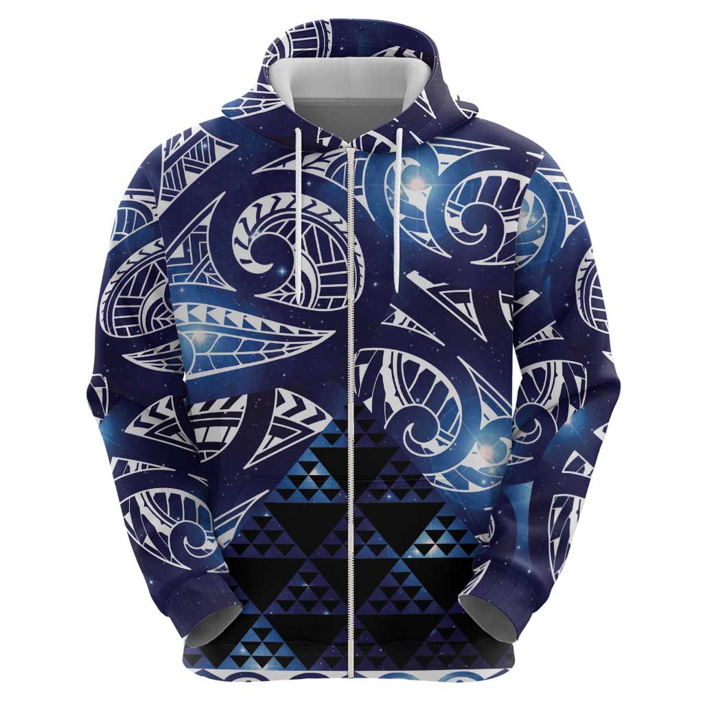 Matariki New Zealand Hoodie NZ Niho Taniwha Maori New Year Blue Galaxy