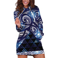 Matariki New Zealand Hoodie Dress NZ Niho Taniwha Maori New Year Blue Galaxy