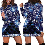 Matariki New Zealand Hoodie Dress NZ Niho Taniwha Maori New Year Blue Galaxy