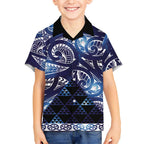 Matariki New Zealand Kid Hawaiian Shirt NZ Niho Taniwha Maori New Year Blue Galaxy