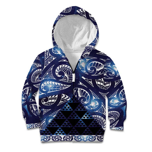 Matariki New Zealand Kid Hoodie NZ Niho Taniwha Maori New Year Blue Galaxy