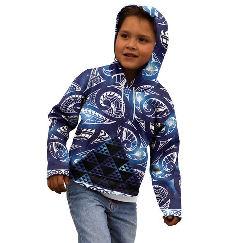 Matariki New Zealand Kid Hoodie NZ Niho Taniwha Maori New Year Blue Galaxy