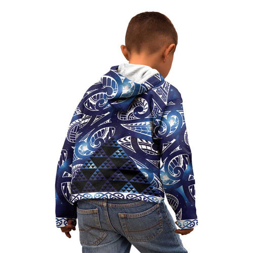 Matariki New Zealand Kid Hoodie NZ Niho Taniwha Maori New Year Blue Galaxy