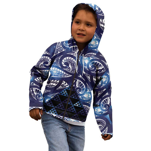 Matariki New Zealand Kid Hoodie NZ Niho Taniwha Maori New Year Blue Galaxy