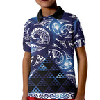 Matariki New Zealand Kid Polo Shirt NZ Niho Taniwha Maori New Year Blue Galaxy