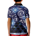 Matariki New Zealand Kid Polo Shirt NZ Niho Taniwha Maori New Year Blue Galaxy