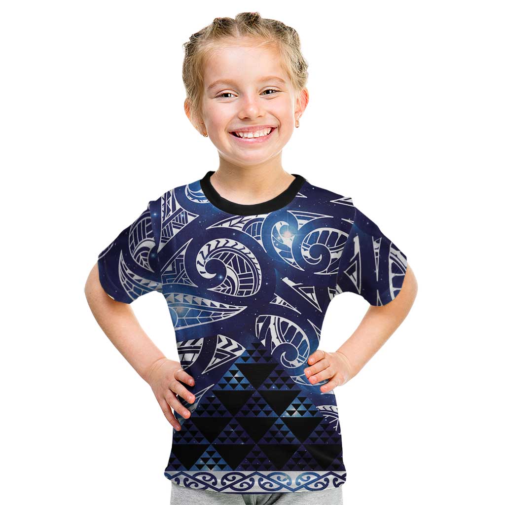 Matariki New Zealand Kid T Shirt NZ Niho Taniwha Maori New Year Blue Galaxy