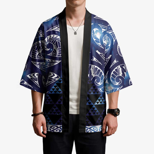 Matariki New Zealand Kimono NZ Niho Taniwha Maori New Year Blue Galaxy