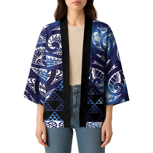 Matariki New Zealand Kimono NZ Niho Taniwha Maori New Year Blue Galaxy