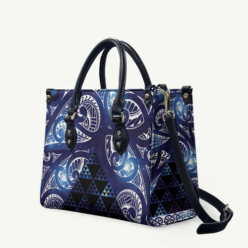 Matariki New Zealand Leather Bag NZ Niho Taniwha Maori New Year Blue Galaxy