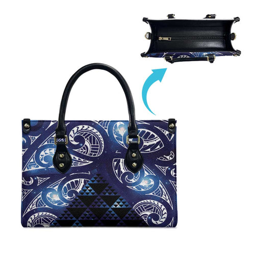 Matariki New Zealand Leather Bag NZ Niho Taniwha Maori New Year Blue Galaxy