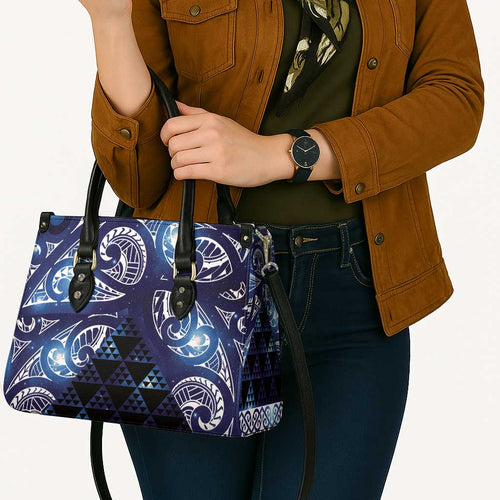 Matariki New Zealand Leather Bag NZ Niho Taniwha Maori New Year Blue Galaxy