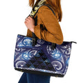 Matariki New Zealand Leather Tote Bag NZ Niho Taniwha Maori New Year Blue Galaxy