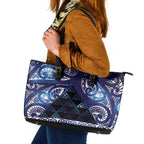 Matariki New Zealand Leather Tote Bag NZ Niho Taniwha Maori New Year Blue Galaxy