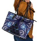 Matariki New Zealand Leather Tote Bag NZ Niho Taniwha Maori New Year Blue Galaxy