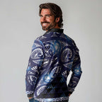 Matariki New Zealand Long Sleeve Polo Shirt NZ Niho Taniwha Maori New Year Blue Galaxy