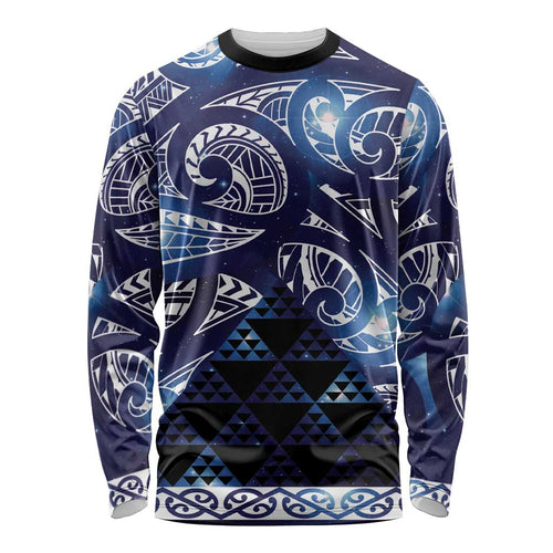 Matariki New Zealand Long Sleeve Shirt NZ Niho Taniwha Maori New Year Blue Galaxy
