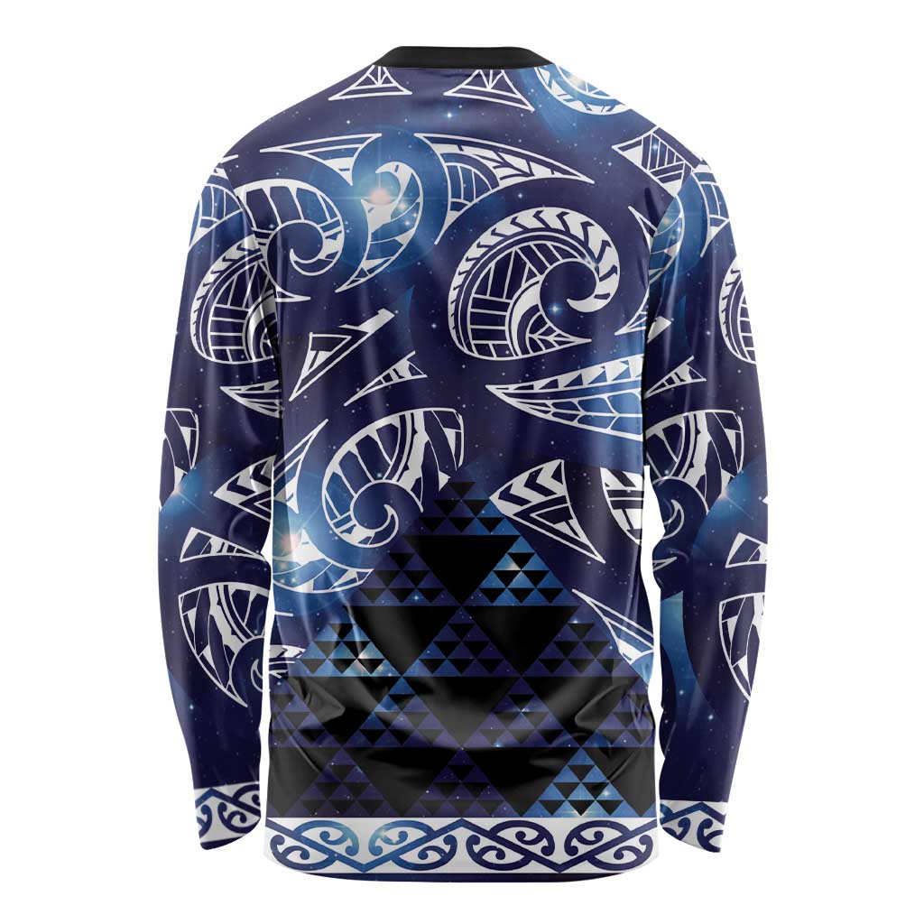 Matariki New Zealand Long Sleeve Shirt NZ Niho Taniwha Maori New Year Blue Galaxy