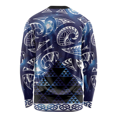 Matariki New Zealand Long Sleeve Shirt NZ Niho Taniwha Maori New Year Blue Galaxy