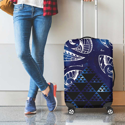 Matariki New Zealand Luggage Cover NZ Niho Taniwha Maori New Year Blue Galaxy