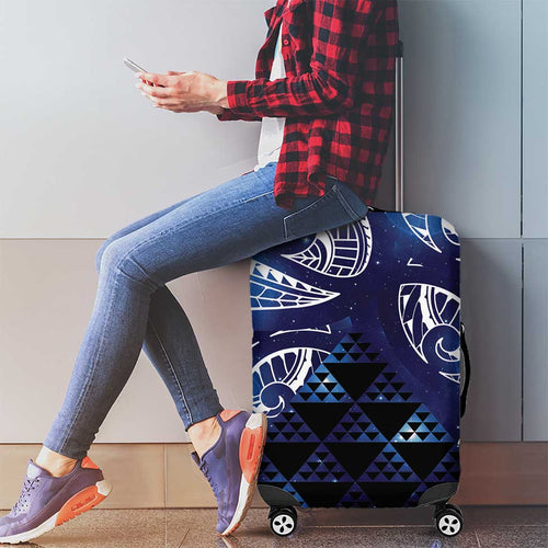 Matariki New Zealand Luggage Cover NZ Niho Taniwha Maori New Year Blue Galaxy