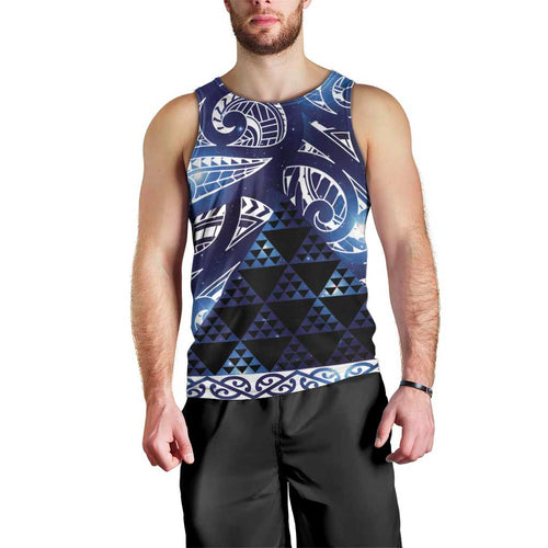 Matariki New Zealand Men Tank Top NZ Niho Taniwha Maori New Year Blue Galaxy