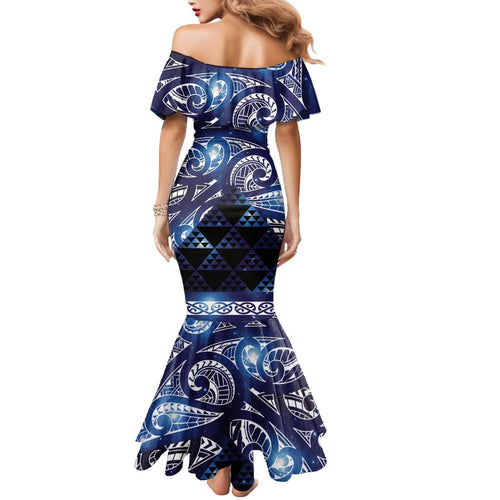Matariki New Zealand Mermaid Dress NZ Niho Taniwha Maori New Year Blue Galaxy