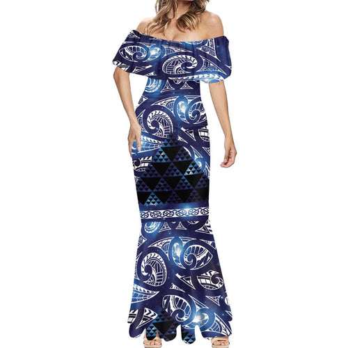 Matariki New Zealand Mermaid Dress NZ Niho Taniwha Maori New Year Blue Galaxy