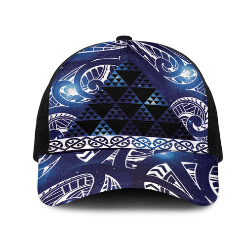 Matariki New Zealand Mesh Trucker Cap NZ Niho Taniwha Maori New Year Blue Galaxy