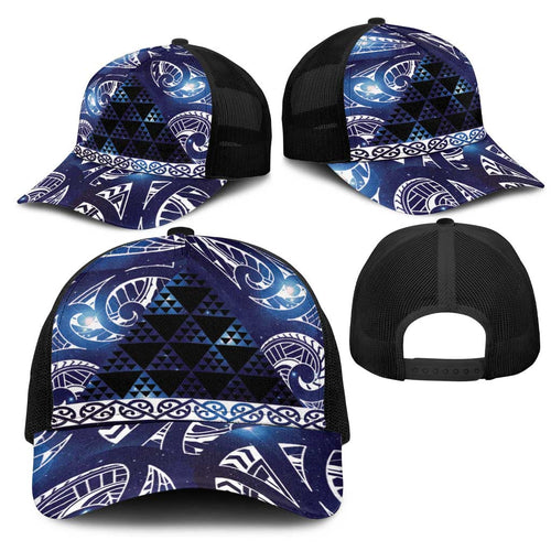Matariki New Zealand Mesh Trucker Cap NZ Niho Taniwha Maori New Year Blue Galaxy