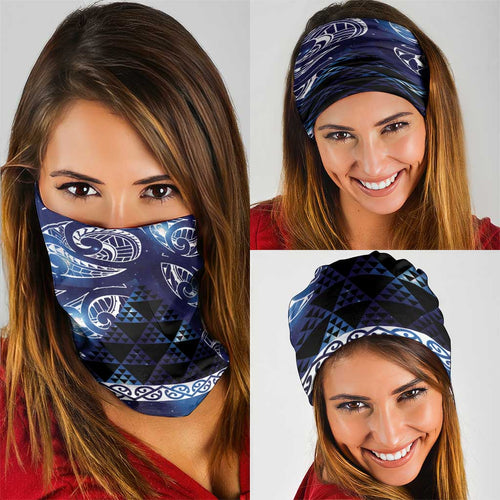 Matariki New Zealand Neck Gaiter NZ Niho Taniwha Maori New Year Blue Galaxy