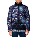 Matariki New Zealand Padded Jacket NZ Niho Taniwha Maori New Year Blue Galaxy