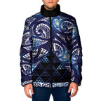 Matariki New Zealand Padded Jacket NZ Niho Taniwha Maori New Year Blue Galaxy