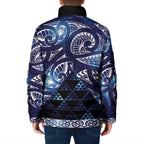 Matariki New Zealand Padded Jacket NZ Niho Taniwha Maori New Year Blue Galaxy