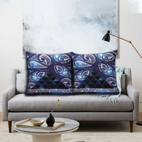 Matariki New Zealand Pillow Cover NZ Niho Taniwha Maori New Year Blue Galaxy