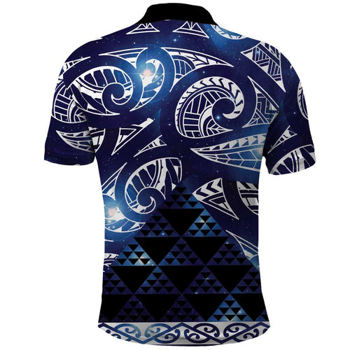 Matariki New Zealand Polo Shirt NZ Niho Taniwha Maori New Year Blue Galaxy