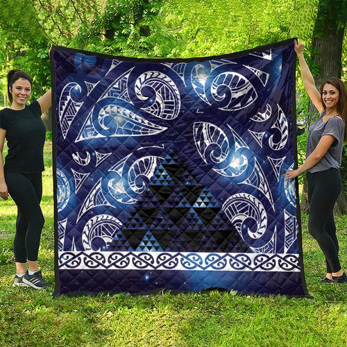 Matariki New Zealand Quilt NZ Niho Taniwha Maori New Year Blue Galaxy