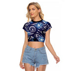 Matariki New Zealand Raglan Cropped T Shirt NZ Niho Taniwha Maori New Year Blue Galaxy
