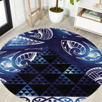 Matariki New Zealand Round Carpet NZ Niho Taniwha Maori New Year Blue Galaxy