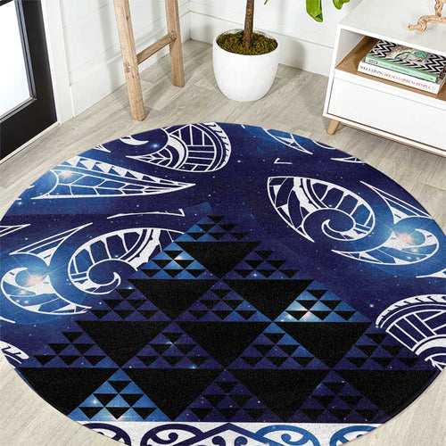 Matariki New Zealand Round Carpet NZ Niho Taniwha Maori New Year Blue Galaxy