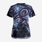 Matariki New Zealand Scrub Top NZ Niho Taniwha Maori New Year Blue Galaxy