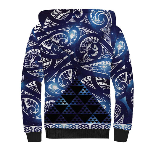 Matariki New Zealand Sherpa Hoodie NZ Niho Taniwha Maori New Year Blue Galaxy