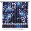 Matariki New Zealand Shower Curtain NZ Niho Taniwha Maori New Year Blue Galaxy