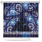 Matariki New Zealand Shower Curtain NZ Niho Taniwha Maori New Year Blue Galaxy