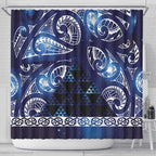 Matariki New Zealand Shower Curtain NZ Niho Taniwha Maori New Year Blue Galaxy