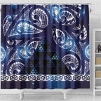 Matariki New Zealand Shower Curtain NZ Niho Taniwha Maori New Year Blue Galaxy