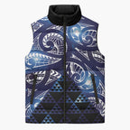 Matariki New Zealand Sleeveless Puffer Jacket NZ Niho Taniwha Maori New Year Blue Galaxy